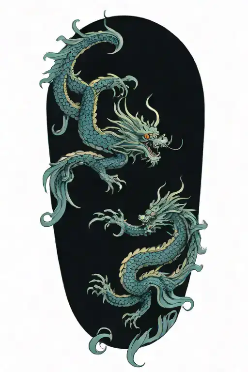 A Chinese Dragon Flying With 117 Scales Surrounded With Wave