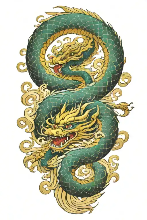 A Chinese Dragon Flying With 117 Scales Surrounded With Wave