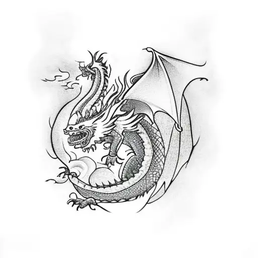 Dragon With Phoenix Screaming At Each Other