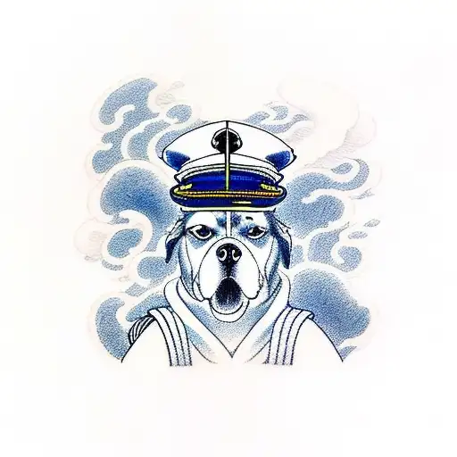 A Sailor Dog Wearing A Captain's Hat Steering A Boat Through Stormy Waters