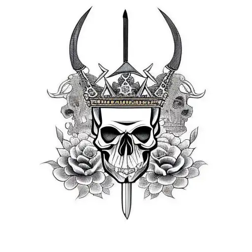 Skull Crown And Knife
