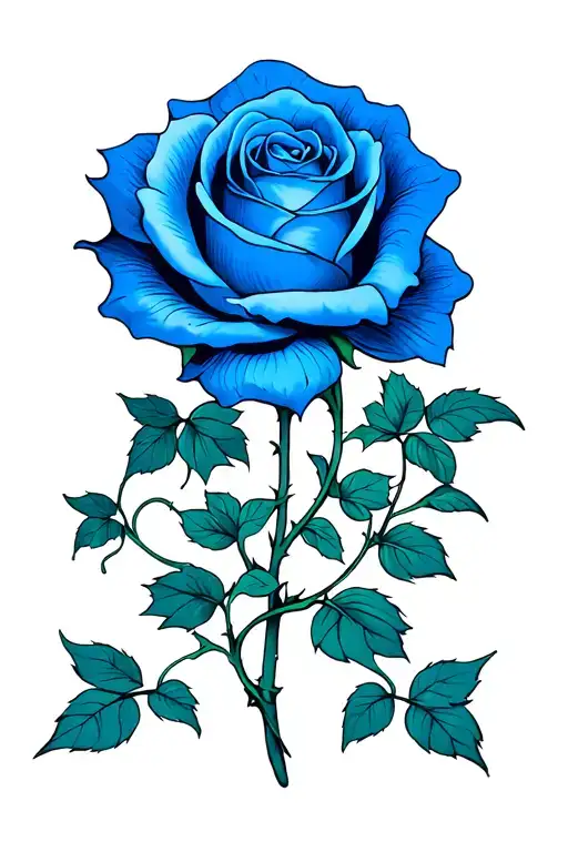 Blue Rose With Vines