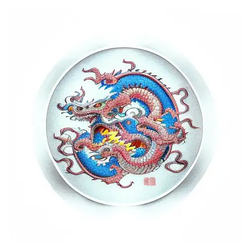 Dragon Foo Dog Cherry Blossom Waves Hannya