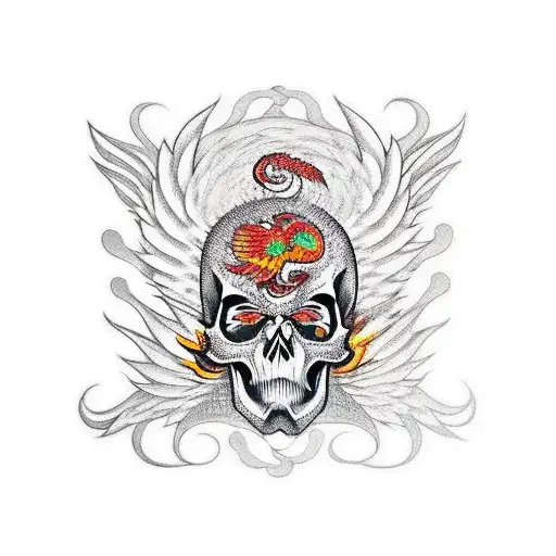 Skull With Phoenix