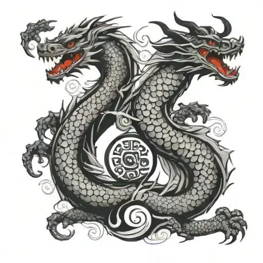 Dragon Ying Yang Symbol Formed