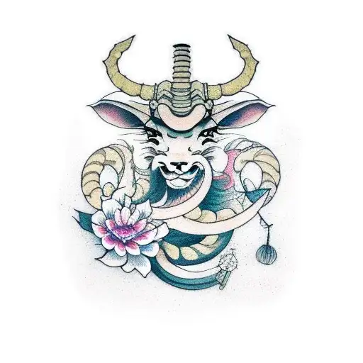 Women With Samurai And Capricorn And Carnation