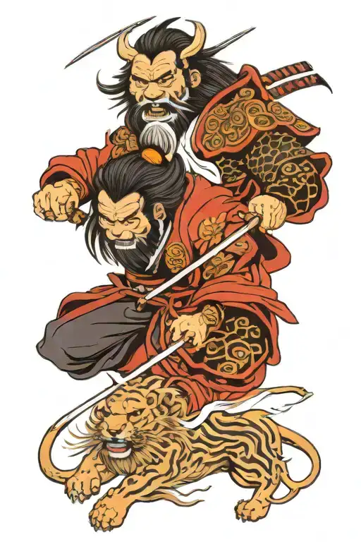 Samurai And Lion
