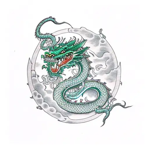 Green Dragon With Anchor