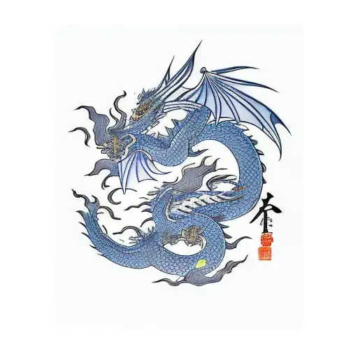 Dragon With The Wings Open Ready To Fly