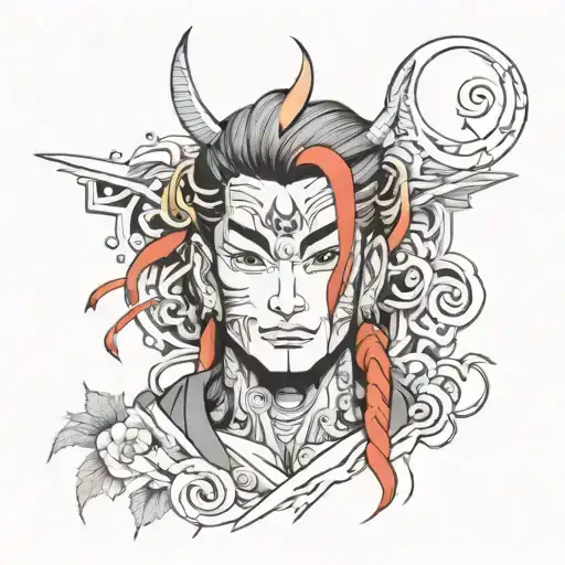 Face Of Anime Character In Line Art