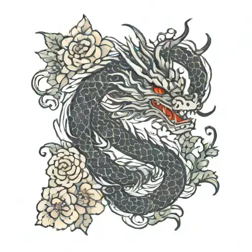 Dragon With Flowers Growing