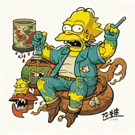 A Retro Dark Humour Simpsons Tattoo Design