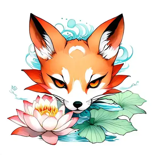 Lotus Flowers Kitsune Japanese Water