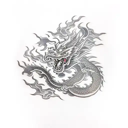 Japanese Foo Dog Play With Dragon