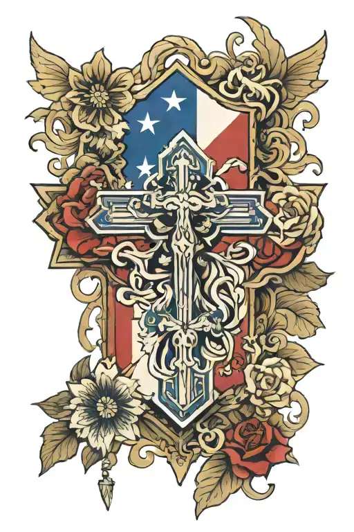 Usa To Filipino Flag Inside A Catholic Cross