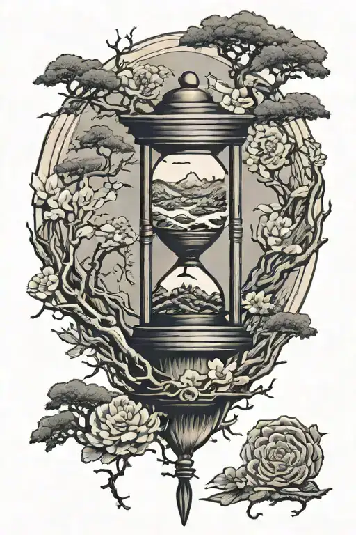 Hourglass And Tree Of Life Growing