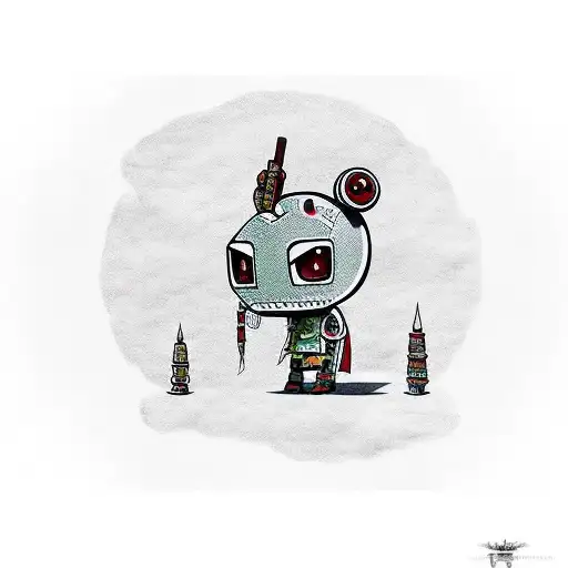 Gir From Invader Zim In Samurai Uniform