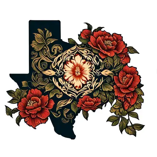Texas State Outline With Tooled Leather Background