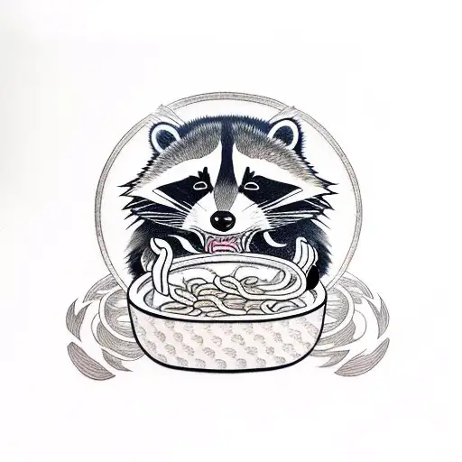 Japanese Raccoon Dog Eats Ramen