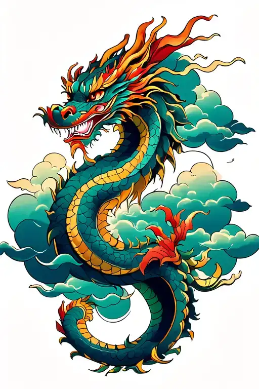 Dragon And Clouds Surrounding