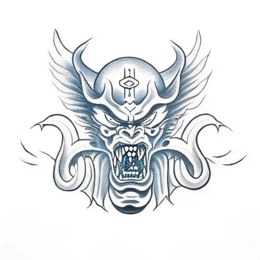 Angel Holding A Trident With The Face Of Demons Oni