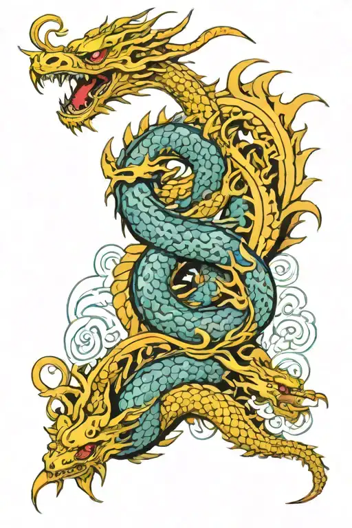 Tribal Ocean Dragon Wrapped Around An Island