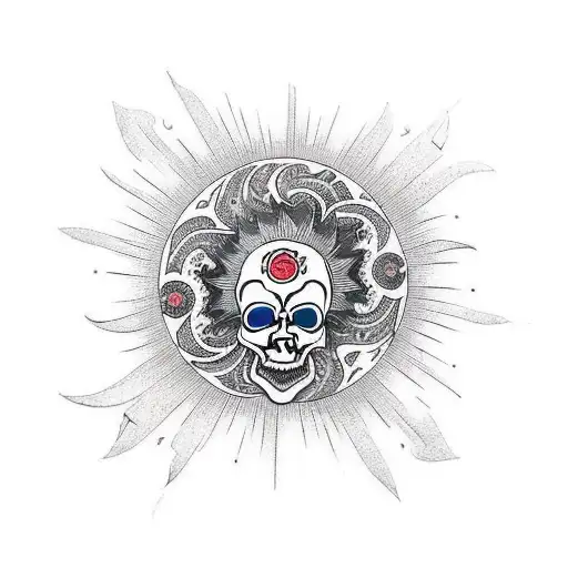 Skull And Retro Sun