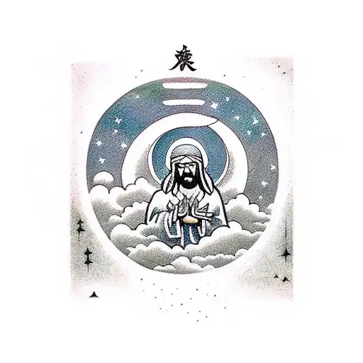 Jesus Praying Under The Moon And Stars At Night In The Forest