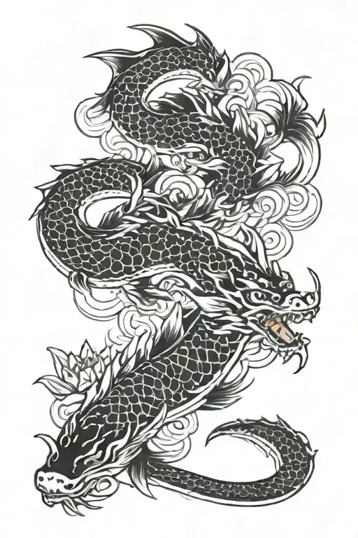 Dragon And Koi And Lilypads