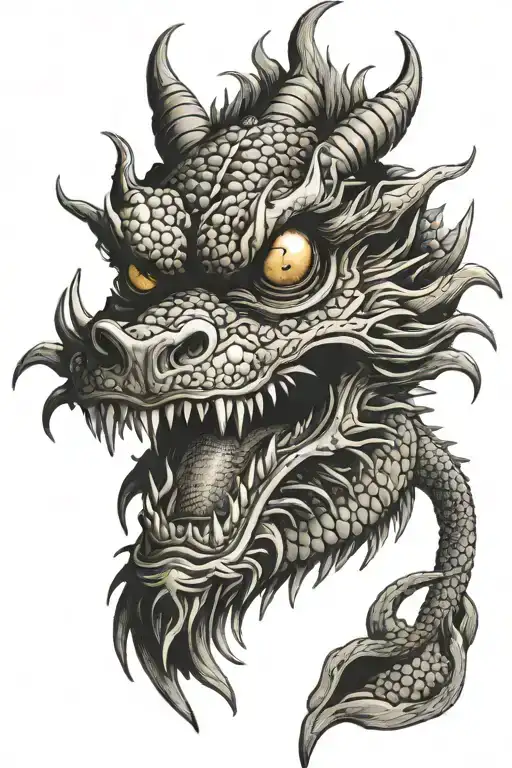 Creepy Dragon Dragon With Eyeball In Mouth Open