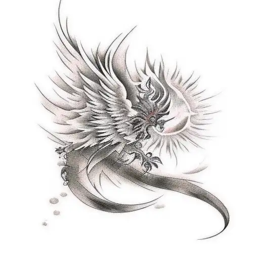 Realistic Blazing Phoenix And Sakura