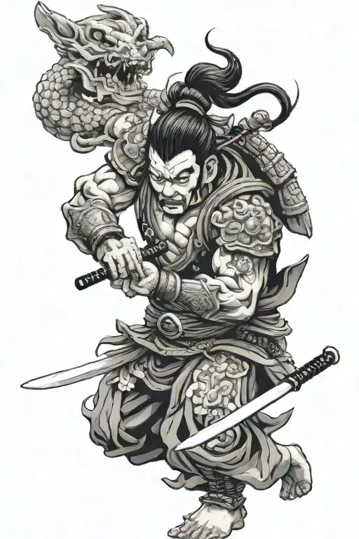 Oni Samurai Warrior Wielding A Giant Sword