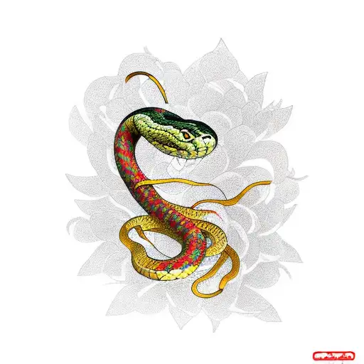 Snake And Chrysanthemum