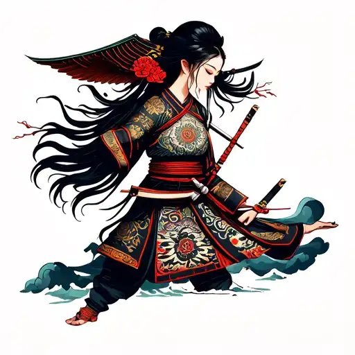 Female Samurai Warrior Temple And Mandala