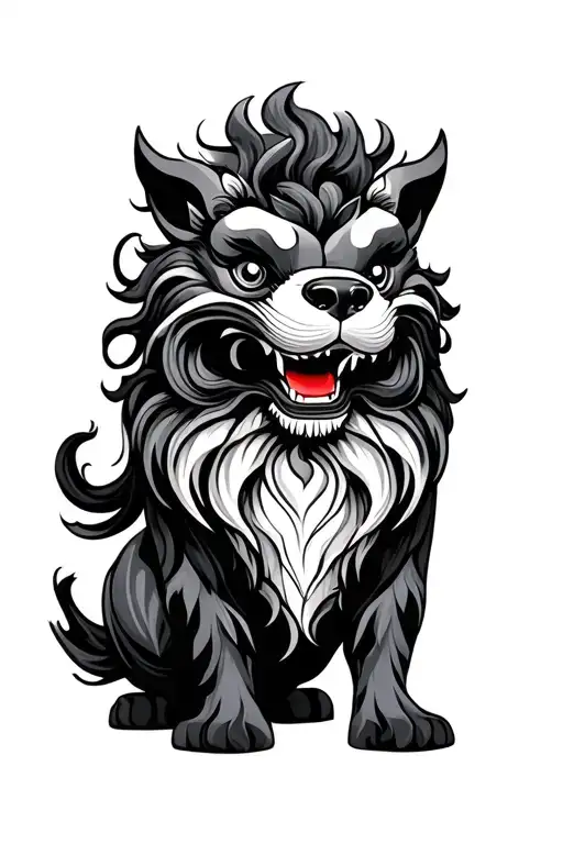 Black And Gray Foo Dog