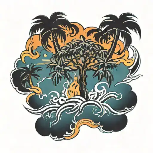 Palm Tree Made Of Fire