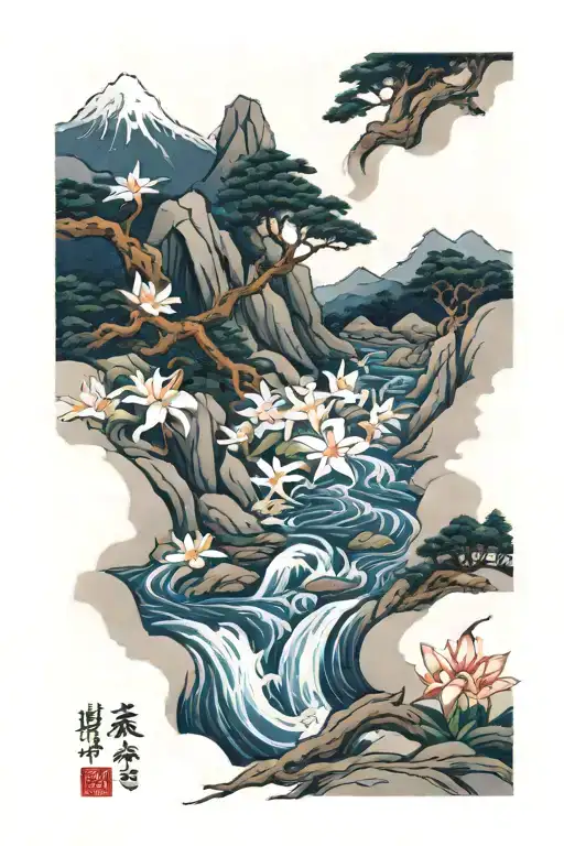 Lily Moutian Stream Splits The Mountain