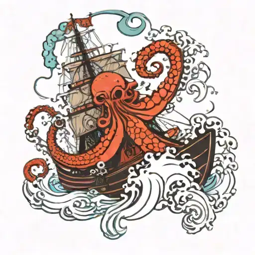 Kraken Attacking A Ship