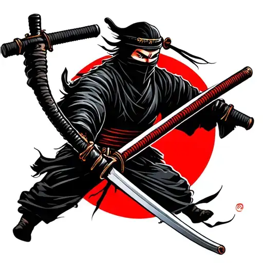 Create For Me A Forearm Tattoo Design Of A Ninja With A Katana