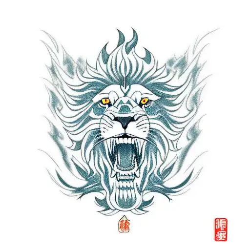 Lion Phoenix With Fire Destroying A Car Whith The Mouth