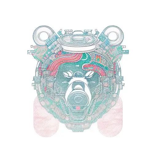 Mechanical Bear Streampunk Seamless Pattern