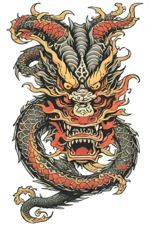 On Mask Dragon Flying