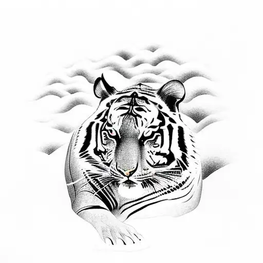 A Peaceful Garden Oasis With A Tiger Resting Under A Shady Tree