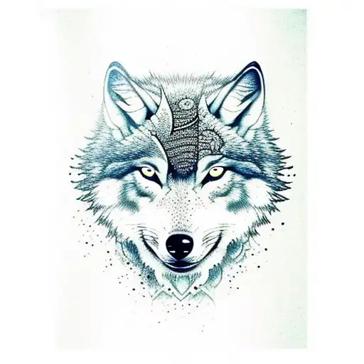 Angry Injured Wolf With Blood