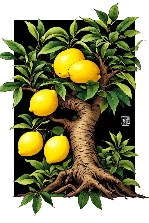 Lemon Tree With Full Trunk For Man On Inner Forearm