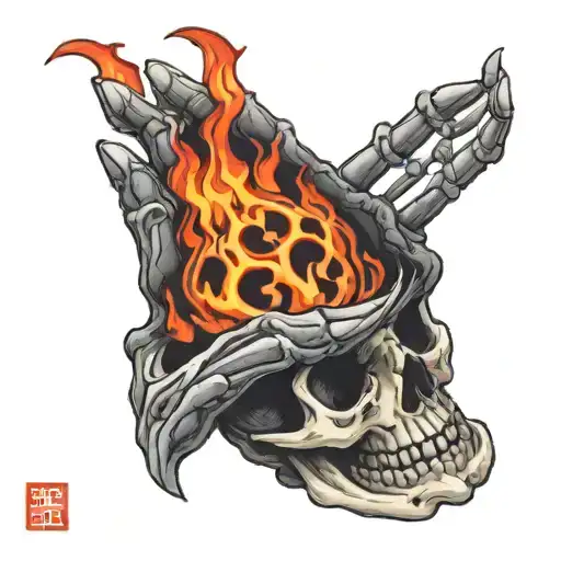 Skeleton Hand Holding A Burning Heart