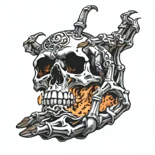Skeleton Hand Holding A Burning Soul