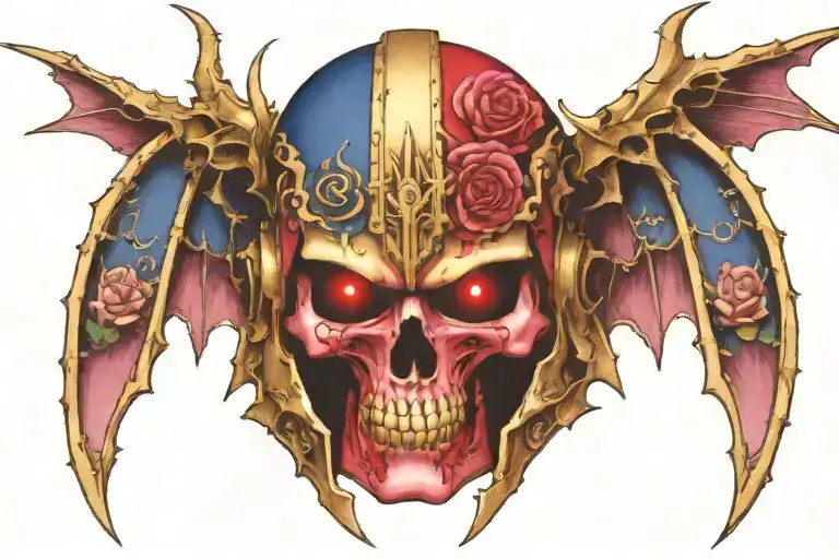 Warhammer 40K Night Lords Helmet Bat Wings With Wrapped In Rose Thorns