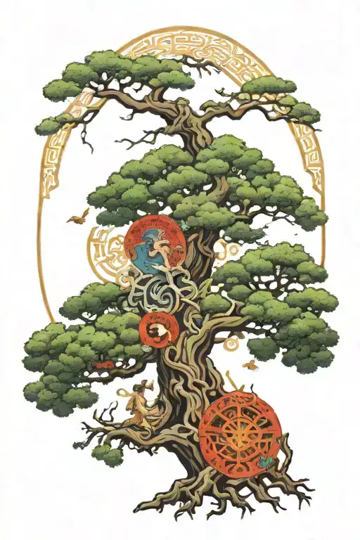 Sumerian Tree Of Life Mixed With A Roman God Atlas Holding