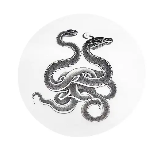 Snake Biting Its Tail Moving Around A Circle